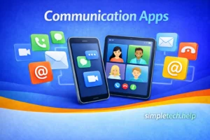 illustration of communication apps including email and voice calls