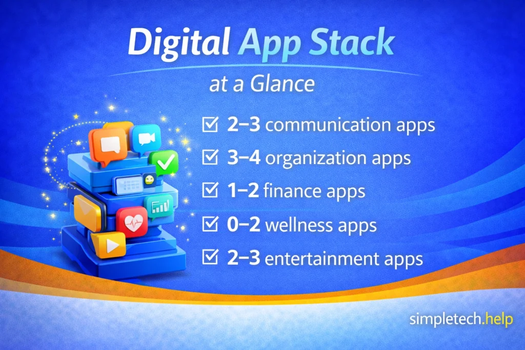 digital app stack at a glance graphic illustration