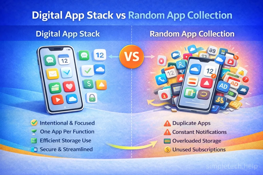 digital app stack vs. random app collection visualization
