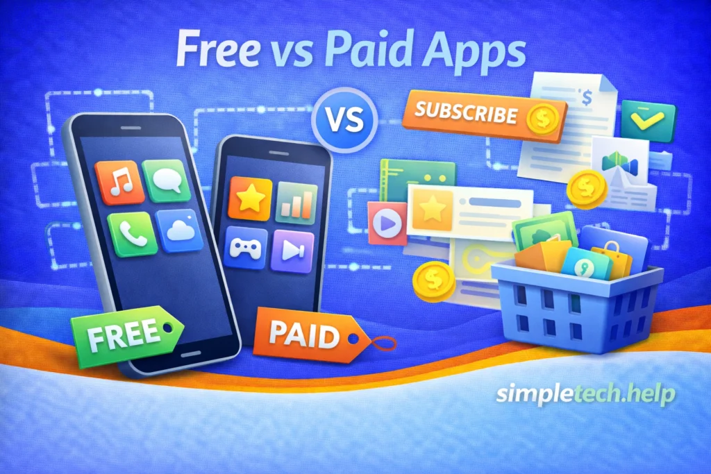 graphic illustration of free vs paid apps