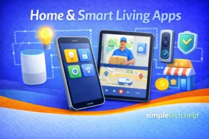 graphic illustration of home and smart living apps