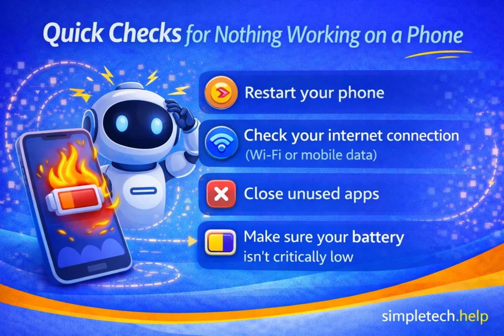 quick check list for nothing working on a phone graphic illustration
