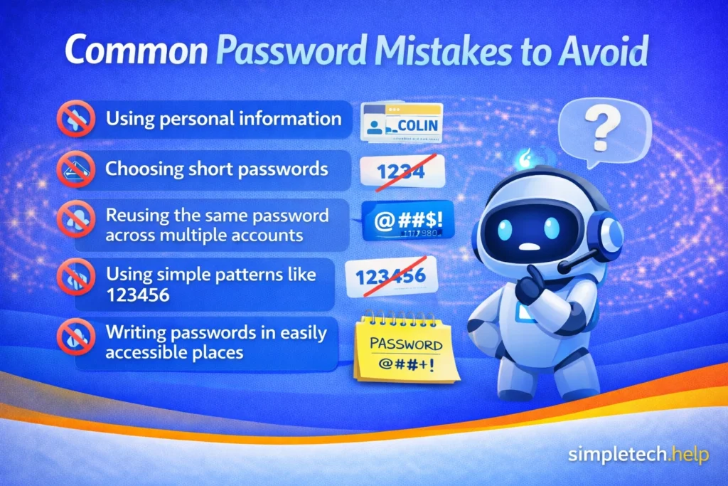 common password mistakes to avoid graphic illustration