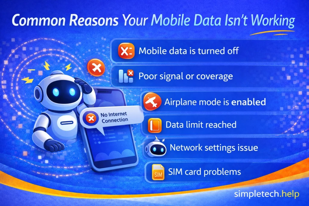 common reasons mobile data is not working graphic illustration