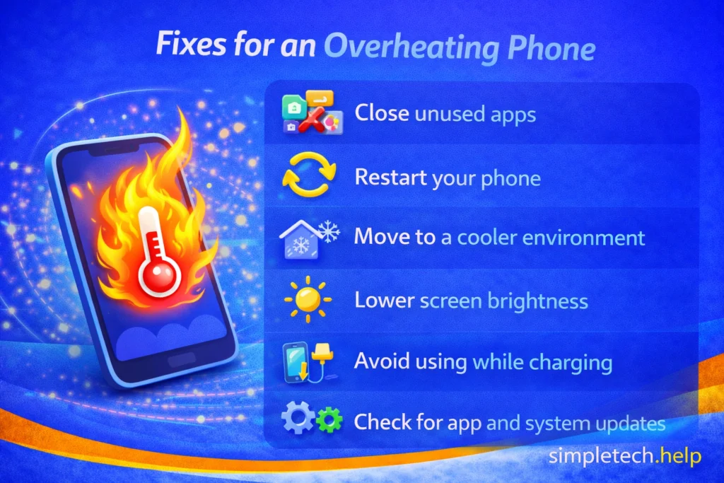 fixes for overheating phone graphic illustration