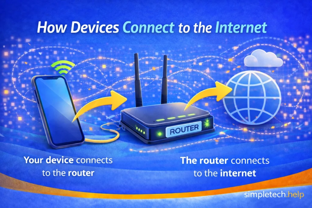 how devices connect to the internet via a router illustration