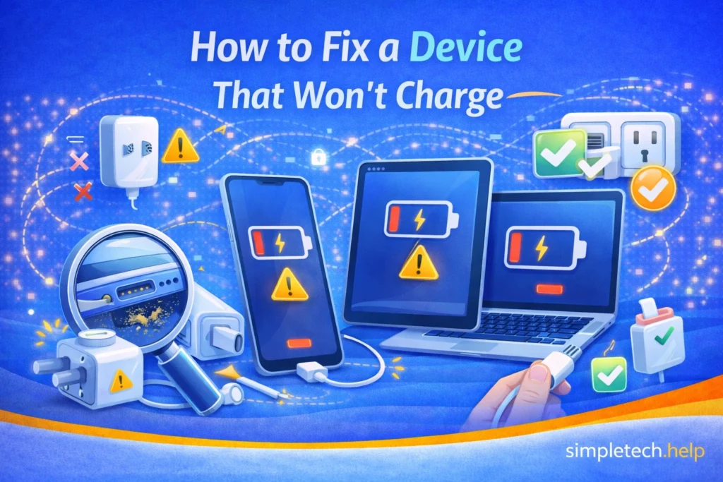 how to fix a device that won't charge guide graphic illustration
