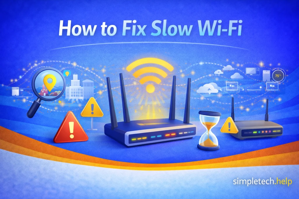 How to Fix Slow Wi-fi guide graphic illustration
