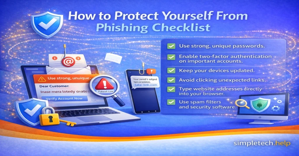protection against phishing checklist graphic
