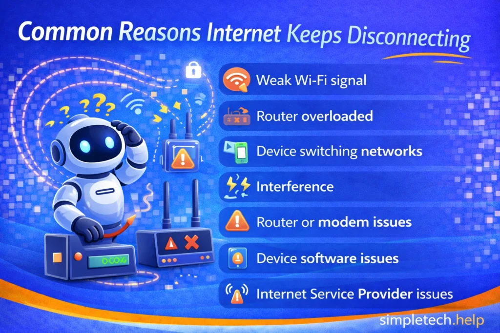 common reasons internet keeps disconnecting graphic illustration