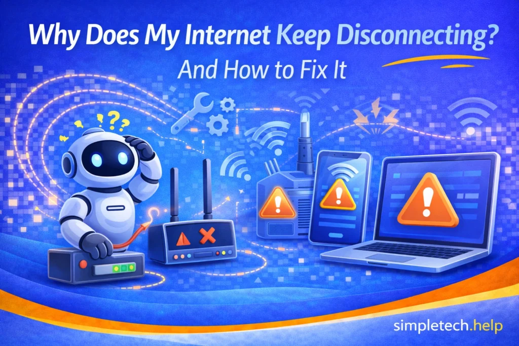 Internet keeps disconnecting guide graphic illustration