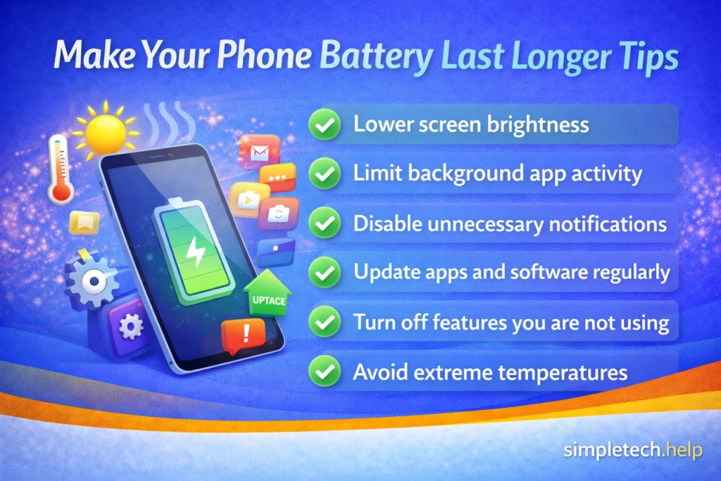 make your phone battery last tips graphic illustration