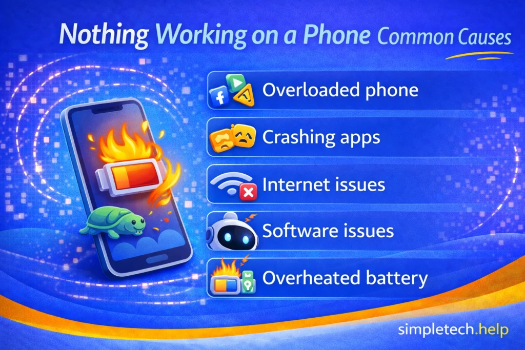 causes of nothing working on a phone graphic illustration