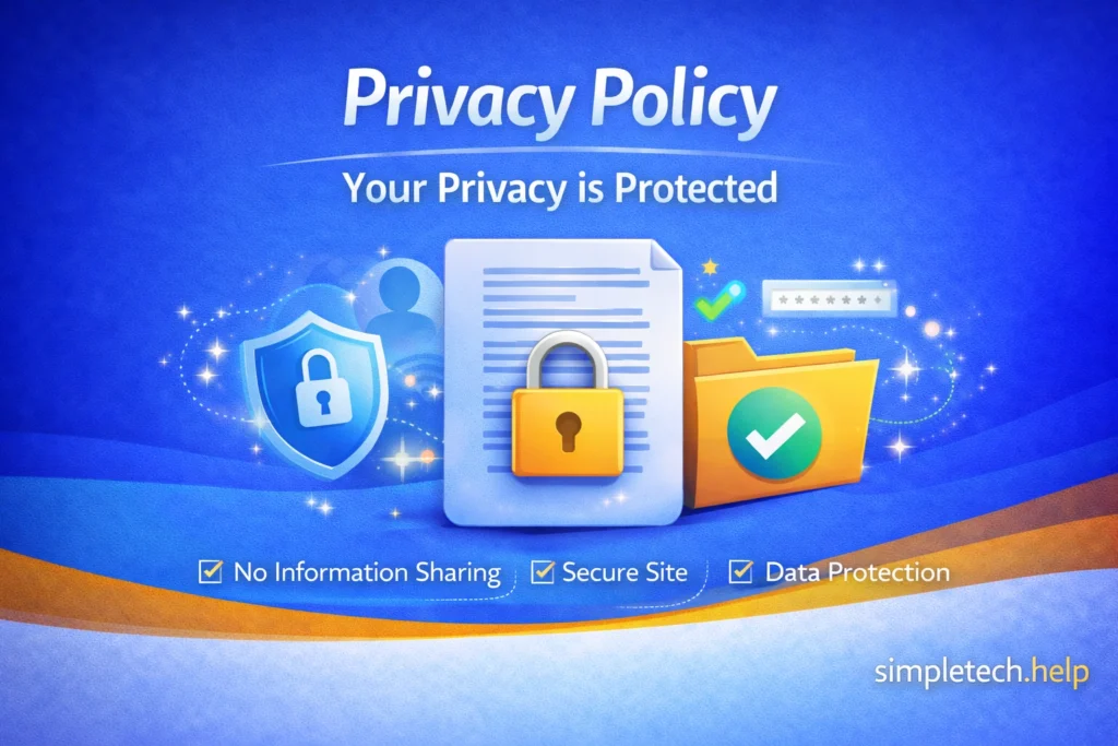 privacy policy for Simple Tech Help graphic illustration
