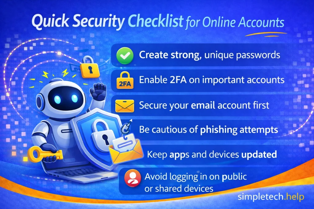 secure online accounts checklist graphic illustration