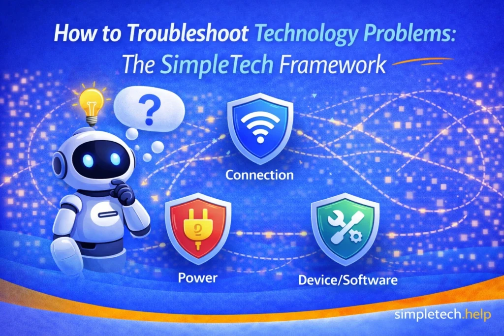 how to troubleshoot technology framework guide graphic illustration