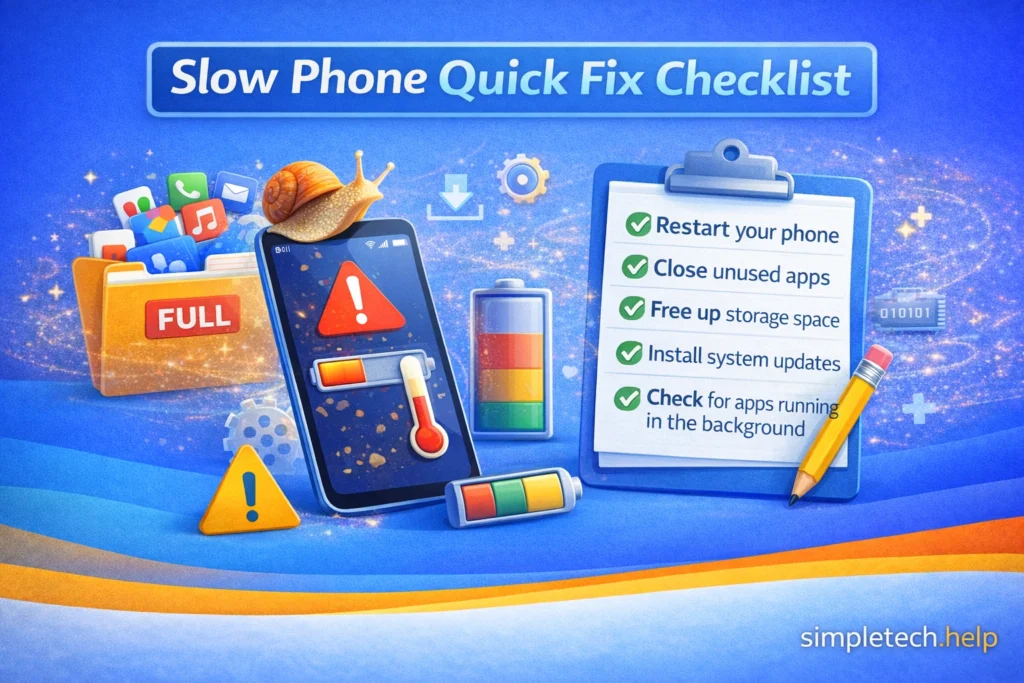 slow phone fix checklist graphic illustration