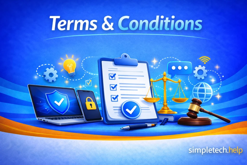 Terms and conditions for Simple Tech Help graphic illustration