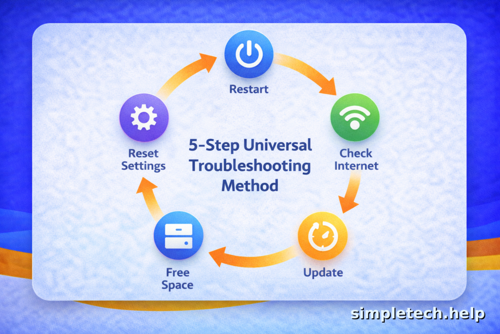 universal five step device troubleshooting guide