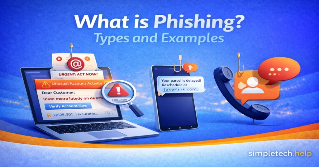 What is Phishing Examples and Types graphic