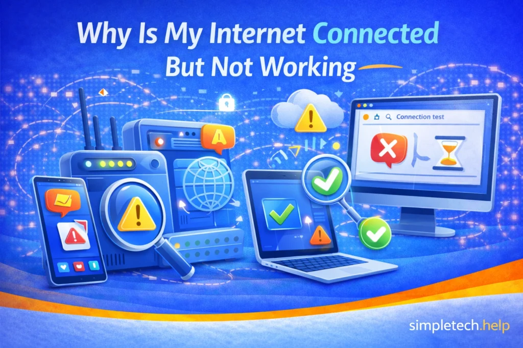 internet connected but not working guide graphic illustration